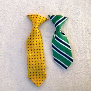 Boys Clip On Ties Green and Yellow Easter